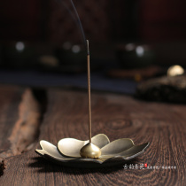 Antique incense burner household indoor pure copper bedroom sandalwood pan incense burner for Buddha tea ceremony Lotus agarwood thread incense insert seat