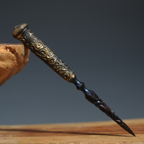 Longquan flower pattern steel handmade Puer tea knife special Damascus ancient horse tea knife tea ceremony accessories Tea Needle tea cone