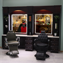 Barber shop mirror table high-end retro hair salon hair cutting perm mirror mens Oil Head restaurant Barber special mirror table