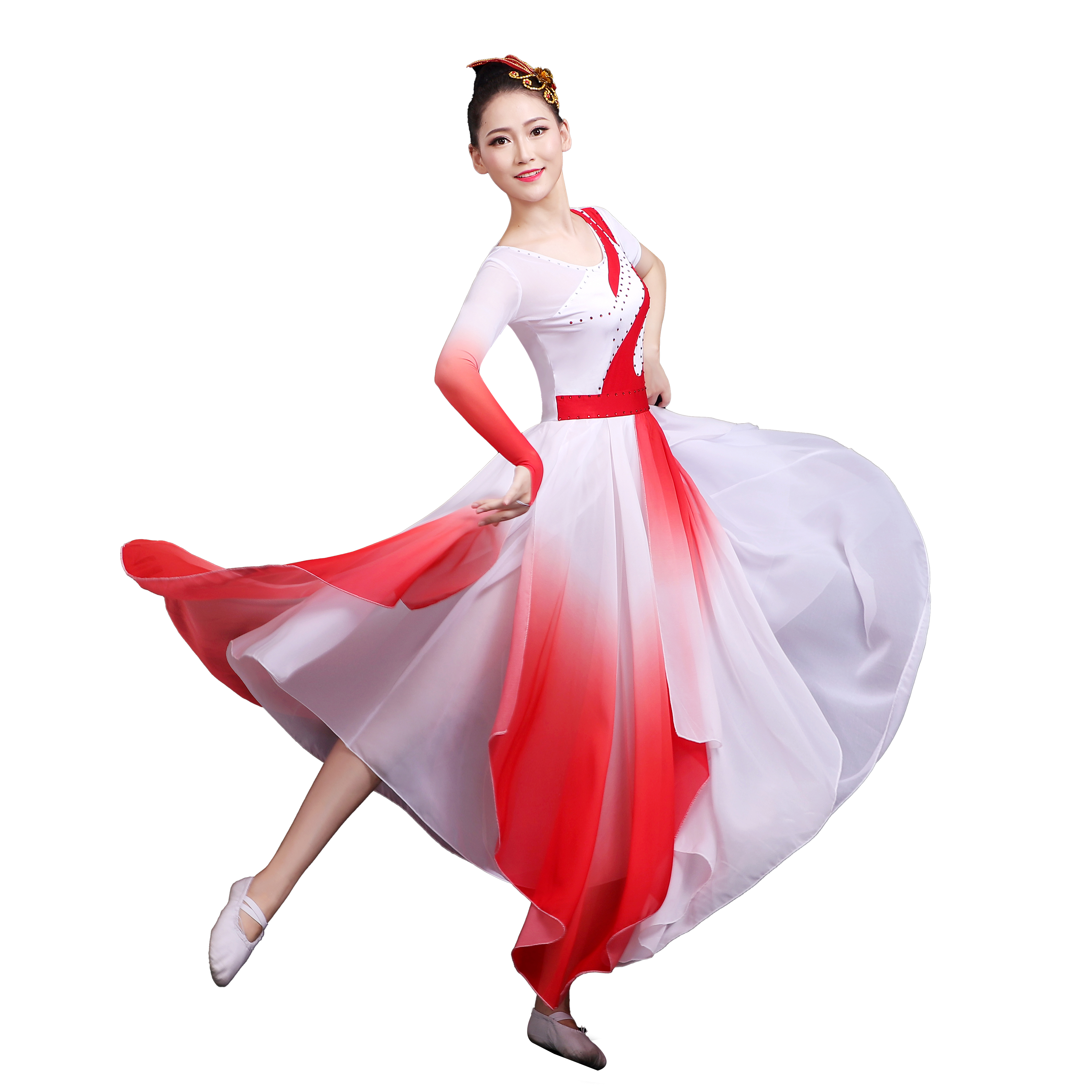 新款大气开场舞舞蹈服歌伴舞演出服合唱团舞渐变服红歌舞台元旦服