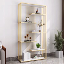 Nordic wrought iron bookshelf living room solid wood shelf light luxury storage rack office partition display rack multi-layer creative