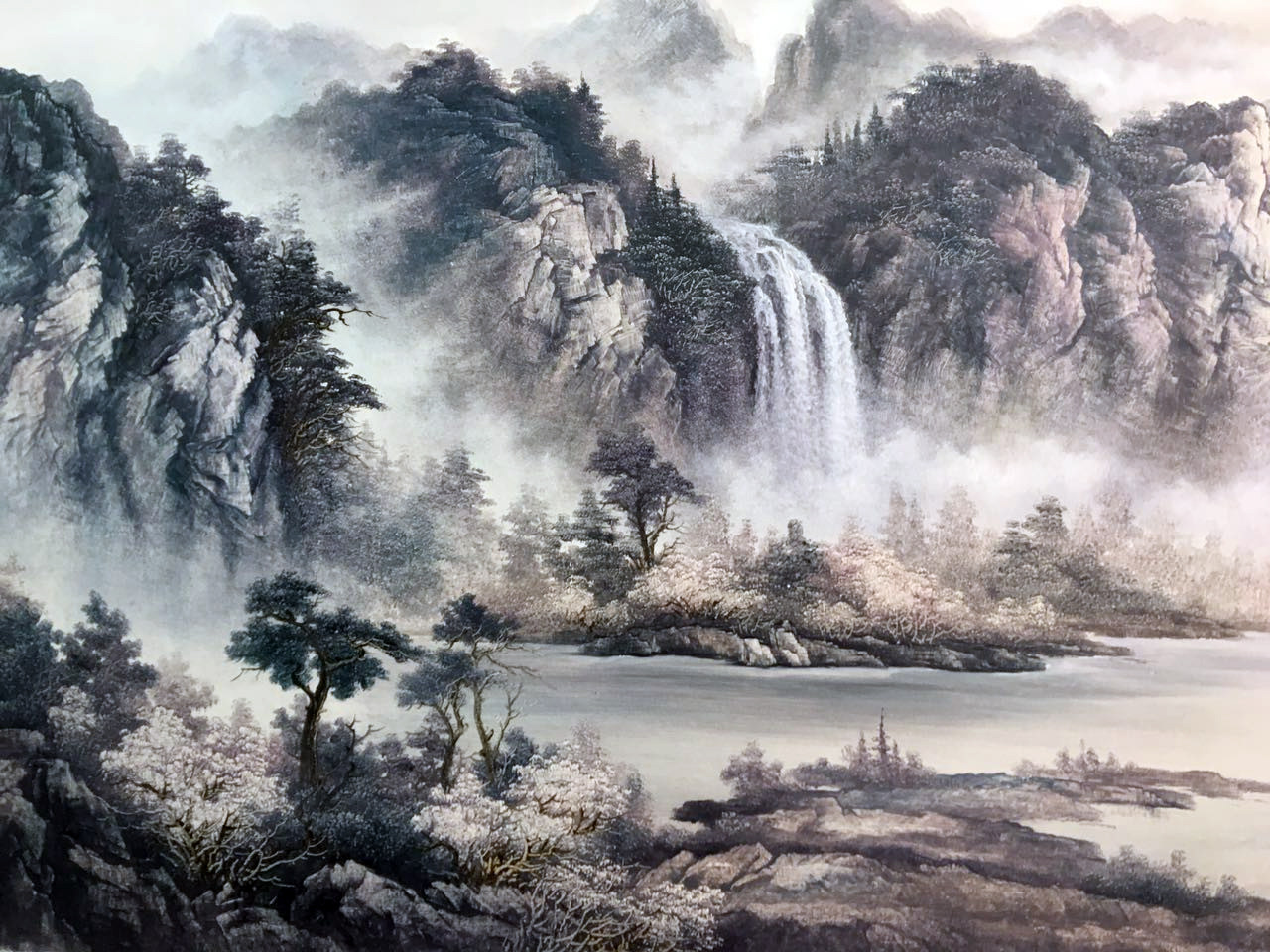 蔡运华《江山如画》布面油画 100*200cm
