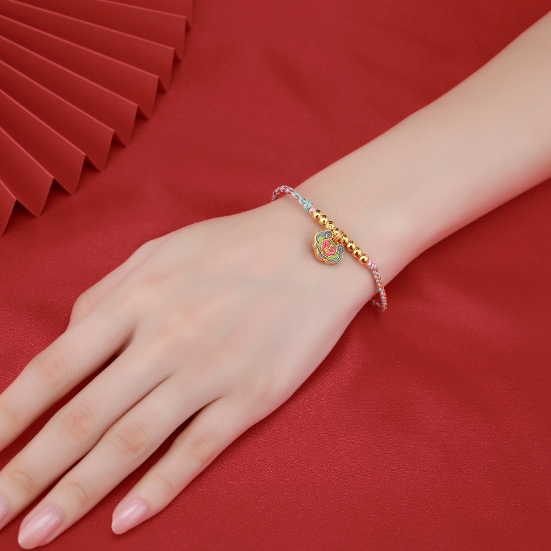 chaohongji national color - fushou tiancheng gold beading, full gold hand rope, ancient method, burnt blue transfer, zhuguochao pendant z