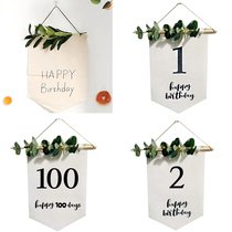 Birthday decoration Scene arrangement hanging flag posters non-woven fabric Hemp Cloth Retro sen Birthday Balloons for Birthday Balloon