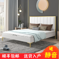 Nordic solid wood bed light luxury master bedroom 1 8m double - person real leather modern minimal American wedding bed