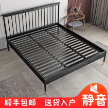 Iron bed double bed Nordic Lightweight Luxury 1 5 m 1 8 thickness reinforcement household master bedroom iron rack bed