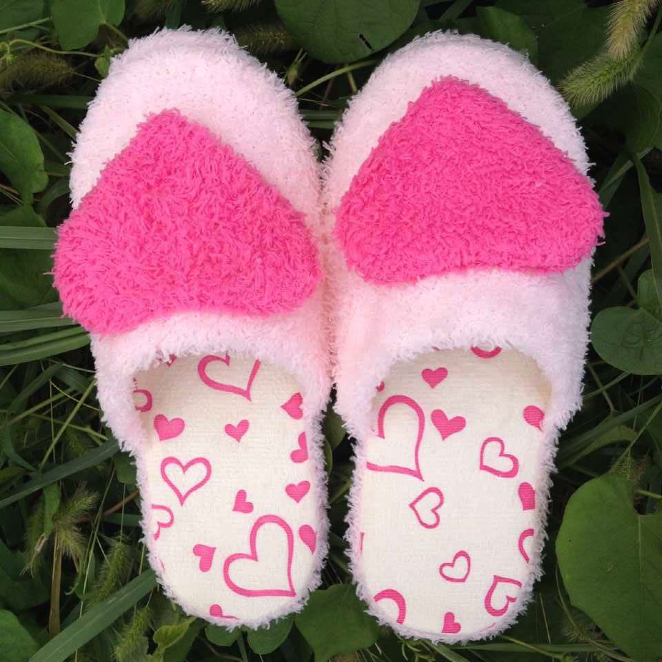 秋冬季室内家居地板拖鞋女防滑桃心毛绒爱心软底棉拖鞋平跟棉鞋