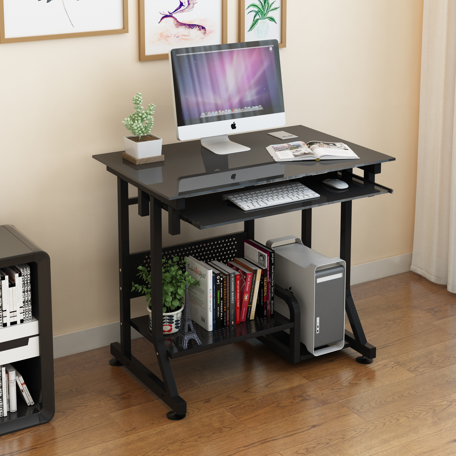 Huake Tempered Glass Computer Table Top Style Home Simple Modern Small Desktop Fashion Environmental Protection Creative Desk