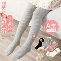 Girls pantyhose Spring autumn season pure cotton thin section white baby baby outside wearing conjoined socks foreign air child hit bottom pants