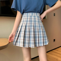 Fat mm large size skirt Womens summer plaid pleated skirt High waist a word thin age reduction student skirt bm skirt