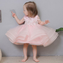 High-end baby catch week dress female baby one-year-old dress hundred day dress pink girl princess dress super fairy tutu skirt