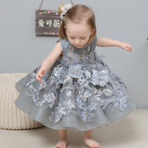 High-end luxury baby girl birthday party dress high-end custom baby catch week princess dress child flower childrens clothing