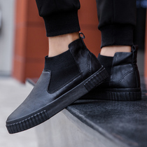 Medium Gang Breathable Martin Boots Man 2021 Summer Trend Inron High Help Shoe 100 lap short leather boots casual leather shoes Mens shoes