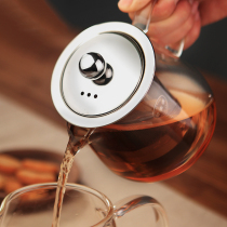 Home thick heat-resistant glass teapot filter bubble teapot stainless steel black tea tea set simple tea maker set
