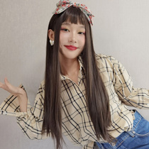 Wig female long straight hair net red temperament White Qi banghai hair Harajuku natural daily simulation human hair silk headgear