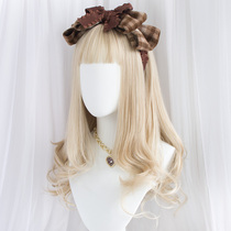 Light Golden Wig Long Hair Curly Hair Girl Milk Golden Mi Golden Loretta Children Cute European and America Exaggerated Original