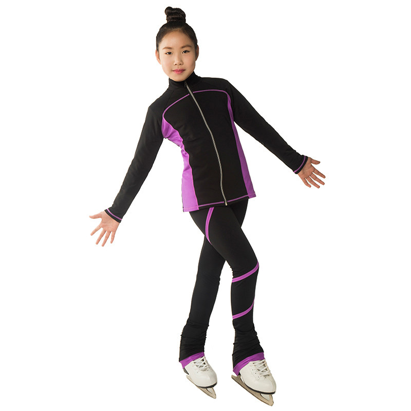 福诺20色可选儿童成人滑冰服套装花样滑冰服轮滑训练表演右腿彩条