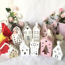 Brief Nordic American Home Ceramics House Wind Light Pendulum pieces Handicraft Courtyard Decoration Desktop Simulation Scene