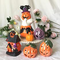 Brief Nordic American Countryside Home Patio Decoration Handicraft Simulation Sito ceramic Halloween Pumpkin Black Cat