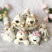 Brief Nordic American Countryside Home Courtyard Decoration Handicraft Simulation Scenario Bone Porcelain Pumpkin Car Night Light Pendulum