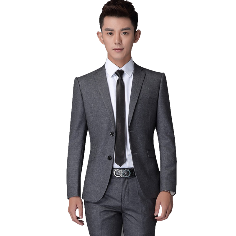四季青年修身型西服套装男士职业上班面试工作服职场小西装三件套
