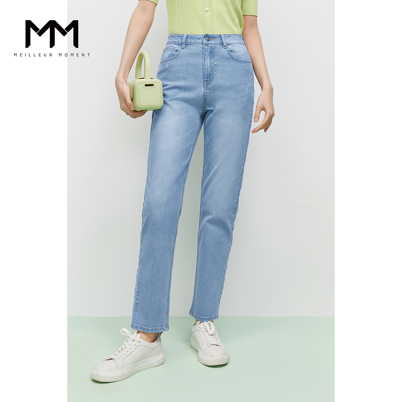 MM lemon 2022 spring summer new ice silk cotton pants casual loose high waist straight drum jeans 5993150481