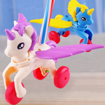 Childrens learning steps pushy airplane Toys Toy Pushwheels Solo push Single pole Learn to walk with bell and throw your tongue