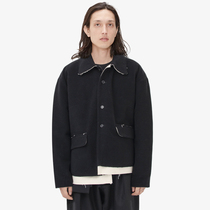 GAOSTUDIOS black burrs destructed woolen jacket mens irregular stitching loose Japanese vintage winter coat