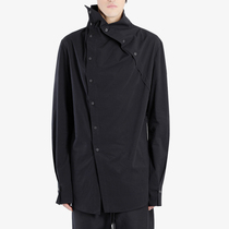 GAOSTUDIOS black deconstruction double-breasted irregular high neck long sleeve shirt niche designer brand menswear