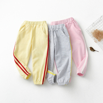 Girls pants 2021 spring new sports pants loose small children Joker casual pants children Spring and Autumn wear pants