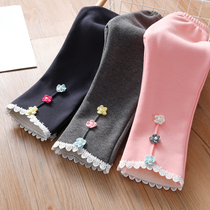 Girl Integral Suede Horn Pants Children Foreign Gas Plus Suede Warm Little Flowers Silver Fox Suede Long Pants Women Bao 100 Hitch Casual Pants