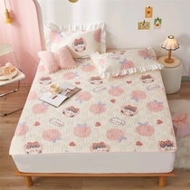 2022 new soft bed cushion full cotton single double child cartoon bed pad XI dreamin protection mat bed linen three sets