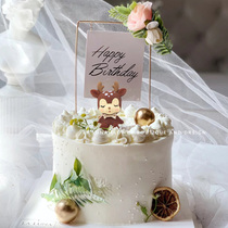 Bake cake decoration ins Wind iron flower gilding acrylic card round plug-in birthday party dress