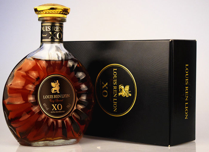 进口洋酒xo白兰地法国原酒路易斯人头狮x.o白兰地 买一送一礼盒装