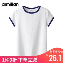 Amy love pure cotton short-sleeved white t-shirt womens summer 2021 new fashion top slim bottom shirt clothes