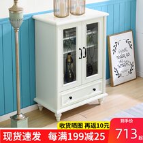 American solid wood wine cabinet Modern simple integrated wall living room small household complete glass cabinet wine cabinet dining side cabinet