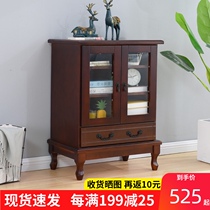 European-style wine cabinet solid wood modern simple living room full solid wood home decoration multifunctional glass cabinet wine cabinet dining side cabinet