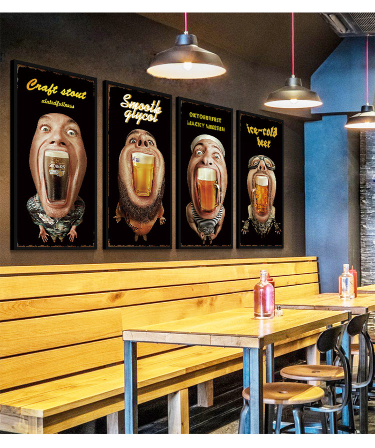 创意啤酒现代风格酒吧装饰画性感啤酒女郎夜店挂画娱乐会所墙壁画