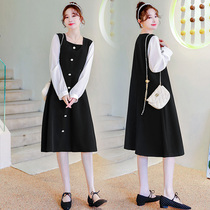 Pregnant womens dress breastfeeding autumn suit fashion mid-pregnancy skirt spring and autumn models 2021 pregnant womens new