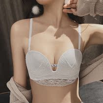 2022 New underwear women gather small chest white sexy and breast backs against drooping steel ring bra