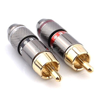 RCA connection plug audio cable plug self-locking wire AV connector monster aperture 6MM red and black