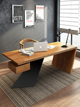 Solid wood desk Simple modern industrial style loft desktop computer desk workbench boss president desk desk