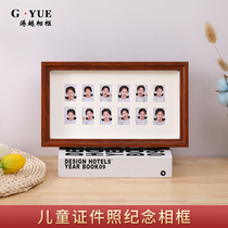 Solid Wood Childrens ID photo frame set one year old baby growth commemorative washing 1 inch photo record hanging wall