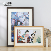 Solid wood quality picture frame framing photo frame hanging wall large size custom a4A3 Chinese painting 4K8 open calligraphy side frame customization