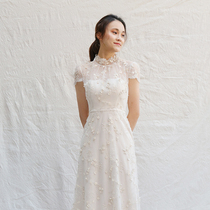 Can Lease < Daisy > Korean Designer Custom Small High Collar Gown Lace Light Wedding Dress Lawn Wedding Gown