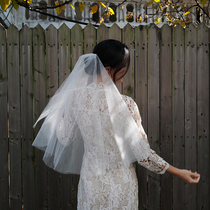 SHOOYA Italy imported Korean wedding tour double-layer veil bridal accessories can be covered with hair comb