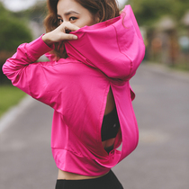 Korean hollow simple short running fitness pullover womens quick-drying sports T-shirt long sleeve sexy backless top