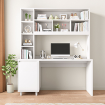 Computer desk Desktop desk Simple household childrens solid wood desk Bookshelf one-piece table Combination bookcase Book desk Study table