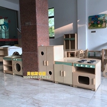 Kindergarten Children Early Teach Wooden Regional Game Simulation Over Home Toy Styling Oven Vending Table Teaching Aids