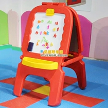 Early teaching Kindergarten eco-friendly plastic drawing board Children magnetic double-sided drawing board Early childhood drawing frame Magnetic blackboard white board